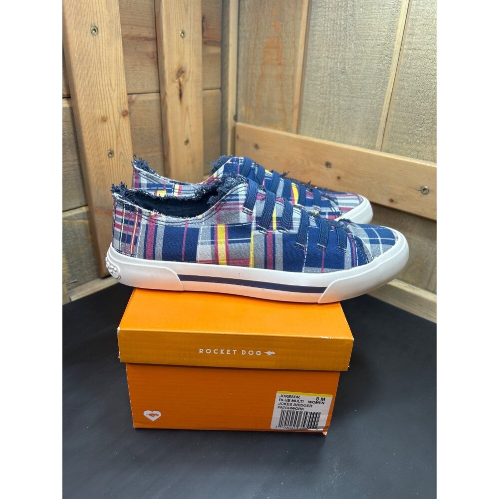 Rocket Dog Womens Jokes Bridger Patchwork Sneakers Blue Multi Size 8 M